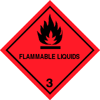 Gefahrgutetiketten / Gefahrgutaufkleber FLAMMABLE Gefahrgutklasse 3. Für Kennzeichnung von GBOX Gefahrgutverpackungen > ALEX BREUER Onlineshop